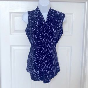 Premise S Navy Polka Dot Blouse